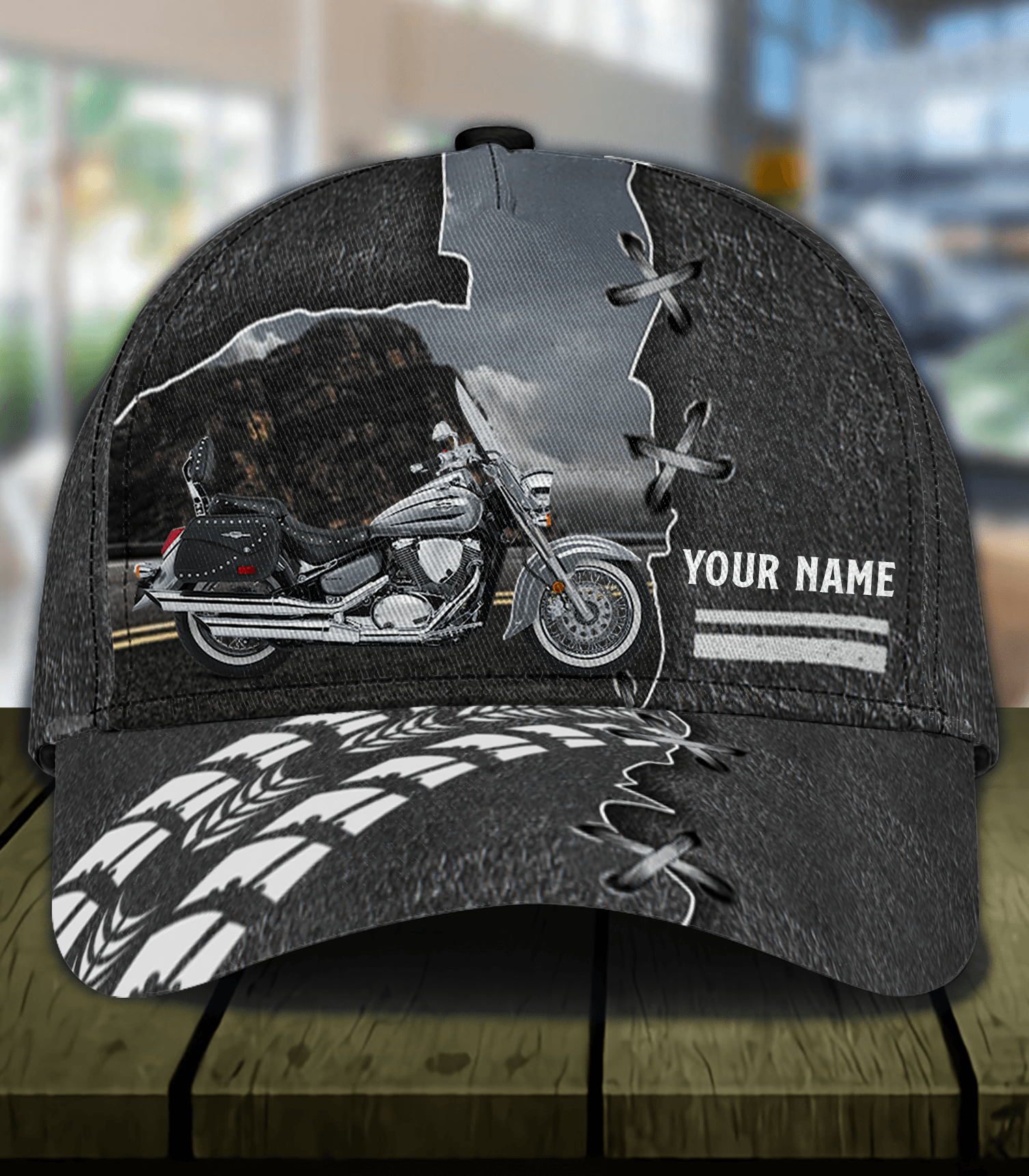 Motorcycle Wheel Print Personalized Classic Cap, Personalized Gift for Motorcycle Lovers, Motorcycle Riders Trucker Hats Custom Hats Gifts For Men & Women