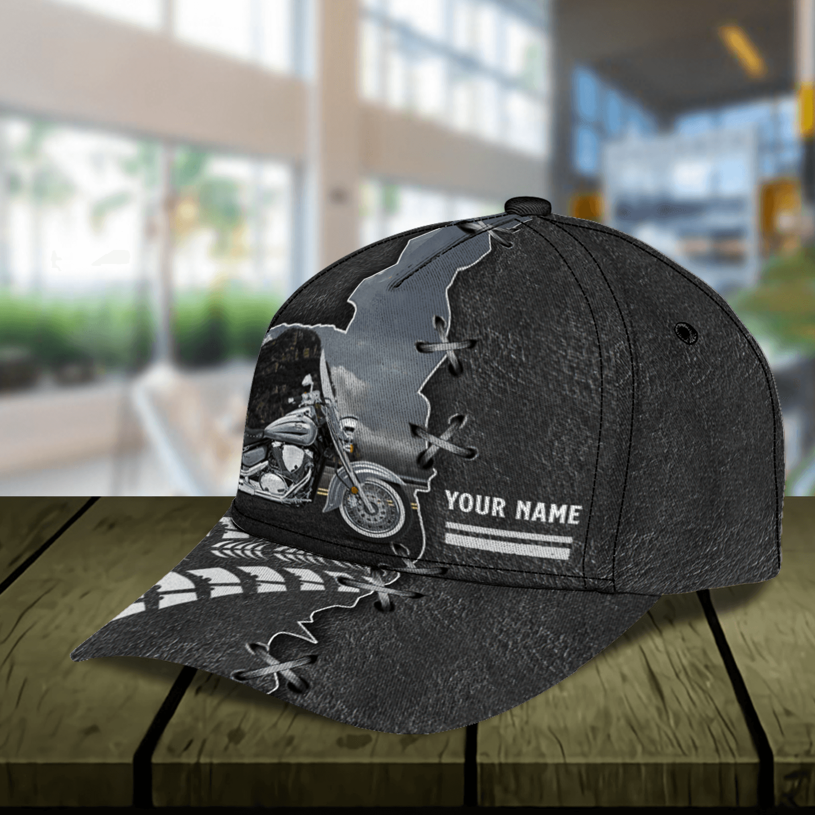 Motorcycle Wheel Print Personalized Classic Cap, Personalized Gift for Motorcycle Lovers, Motorcycle Riders Trucker Hats Custom Hats Gifts For Men & Women
