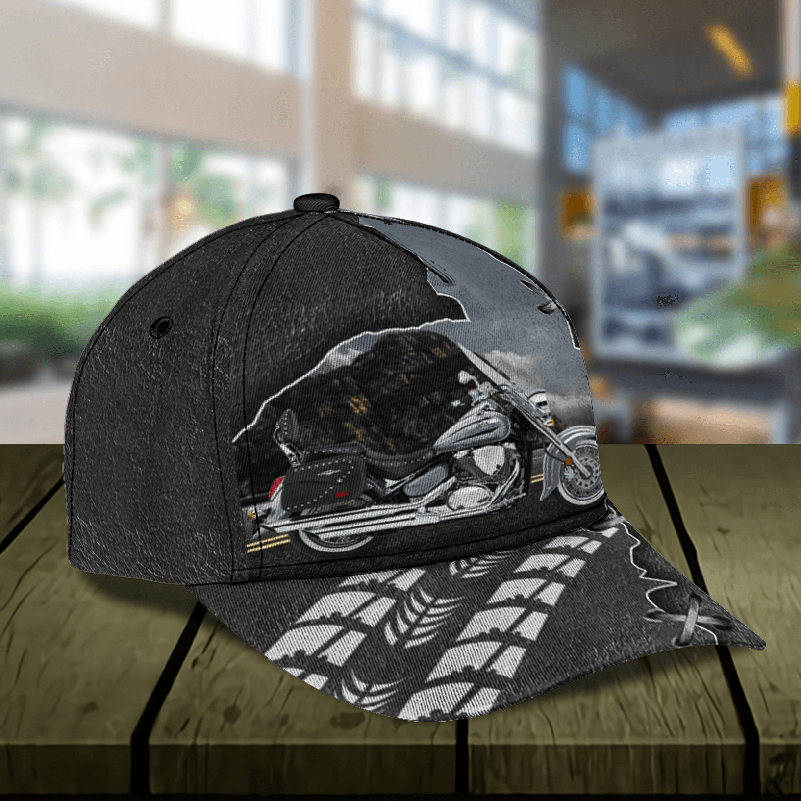 Motorcycle Wheel Print Personalized Classic Cap, Personalized Gift for Motorcycle Lovers, Motorcycle Riders Trucker Hats Custom Hats Gifts For Men & Women