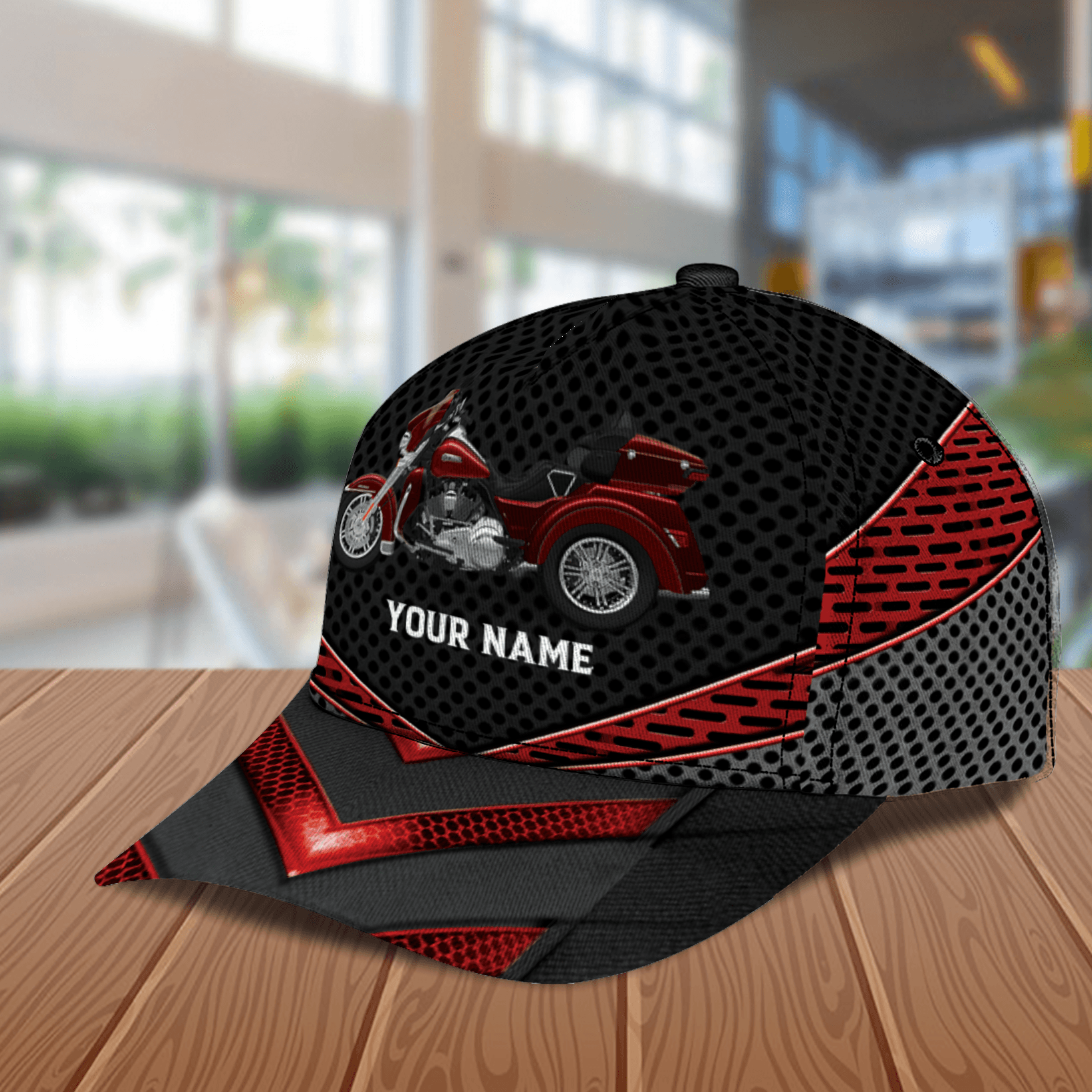 Motorcycle With Colorful Lines Personalized Cap, Personalized Gift for Motorcycle Lovers, Motorcycle Riders Trucker Hats Custom Hats Gifts For Men & Women