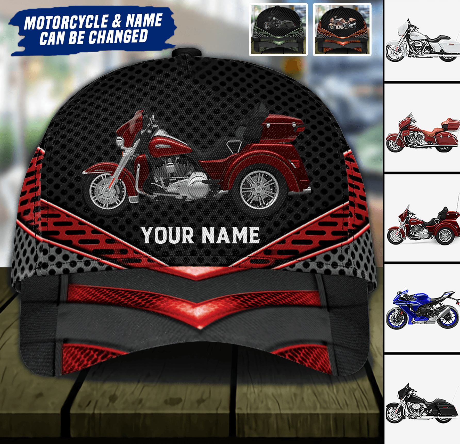 Motorcycle With Colorful Lines Personalized Cap, Personalized Gift for Motorcycle Lovers, Motorcycle Riders Trucker Hats Custom Hats Gifts For Men & Women