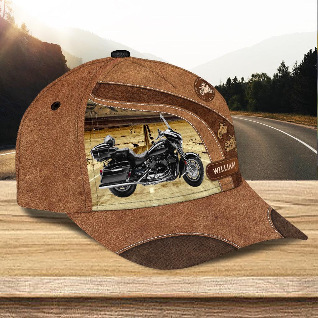 Motorcycle With Highway Background Personalized Classic Cap, Personalized Gift for Motorcycle Lovers, Motorcycle Riders Trucker Hats Custom Hats Gifts For Men & Women