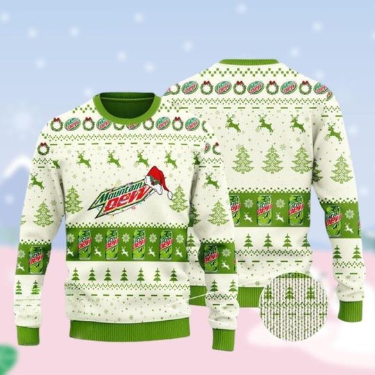 Mountain Dew Christmas Sweater, Mtn Dew Holiday Sweater Men, Soda Drinking Xmas Sweater - Image 4