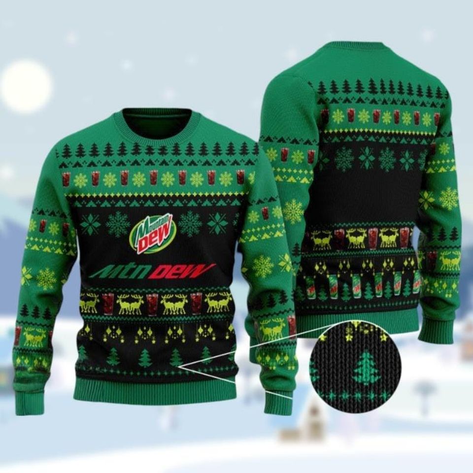 Mountain Dew Christmas Sweater, Mtn Dew Ugly Xmas Sweater, Soda Drinking Sweater - Image 2