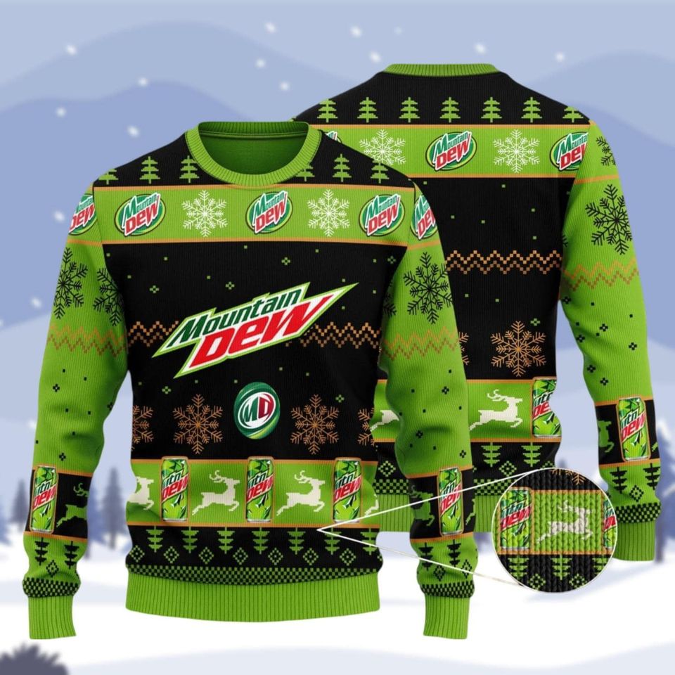 Mountain Dew Soda Christmas Sweater - Soft Drink Holiday