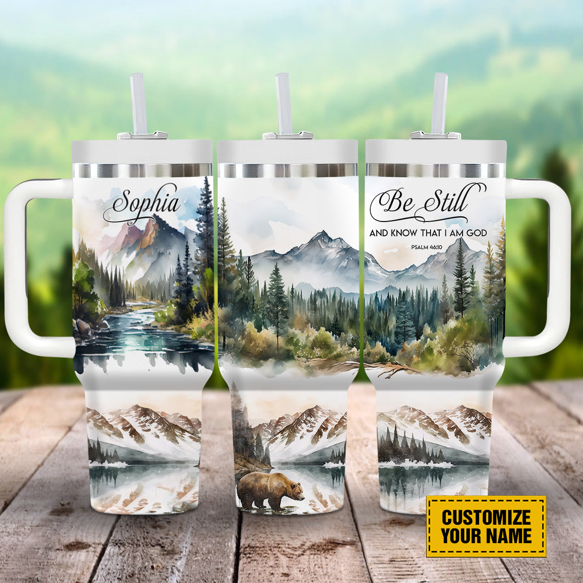 Mountain Watercolor Art God Custom Stanley Cup 40 oz 30 oz Tumbler With HandleTVC2301691