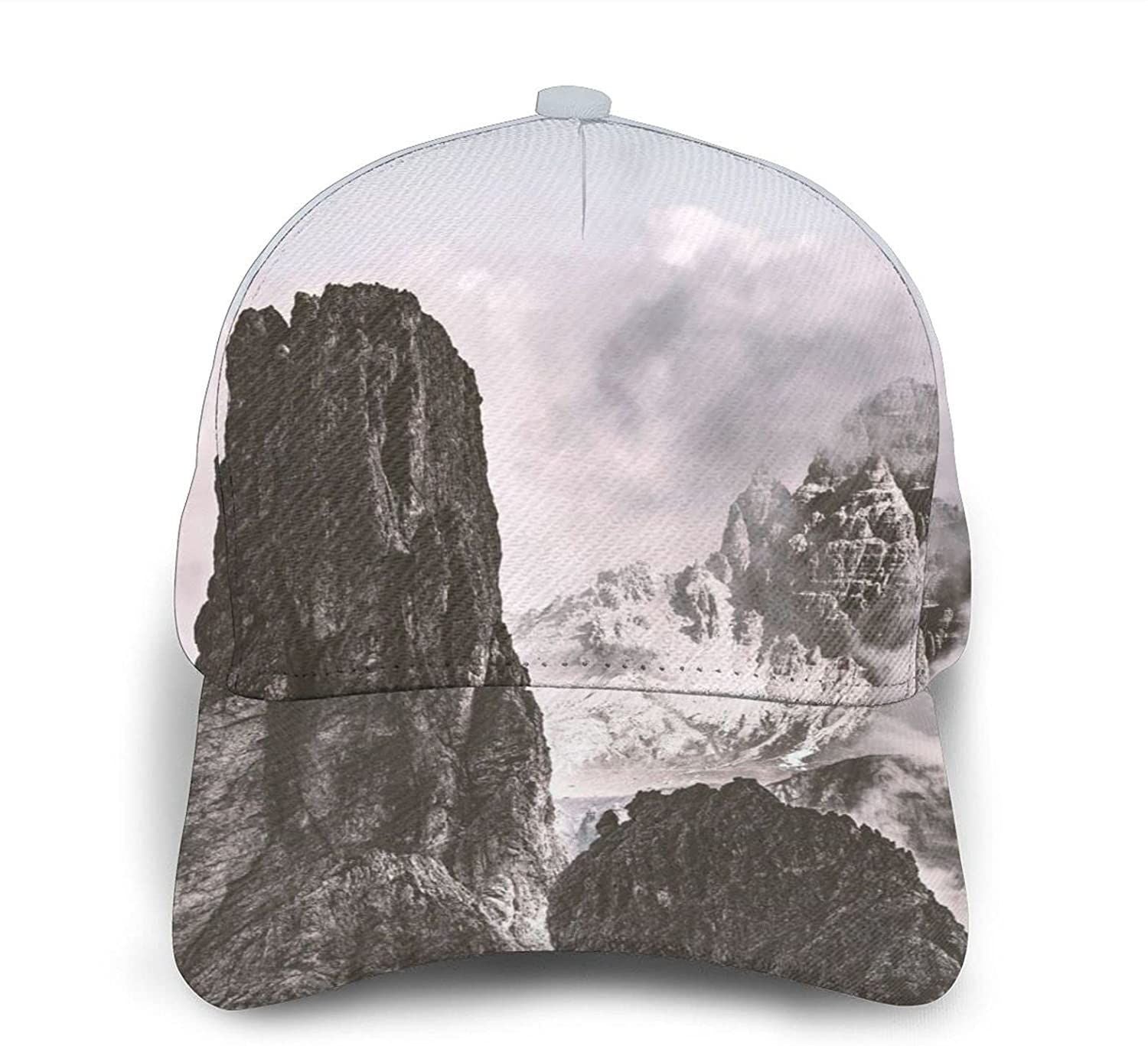 Mountains Clouds Print Classic Baseball 3D Cap Adjustable Twill Sports Dad Hats for Unisex Trucker Hats Custom Hats Gifts For Men & Women