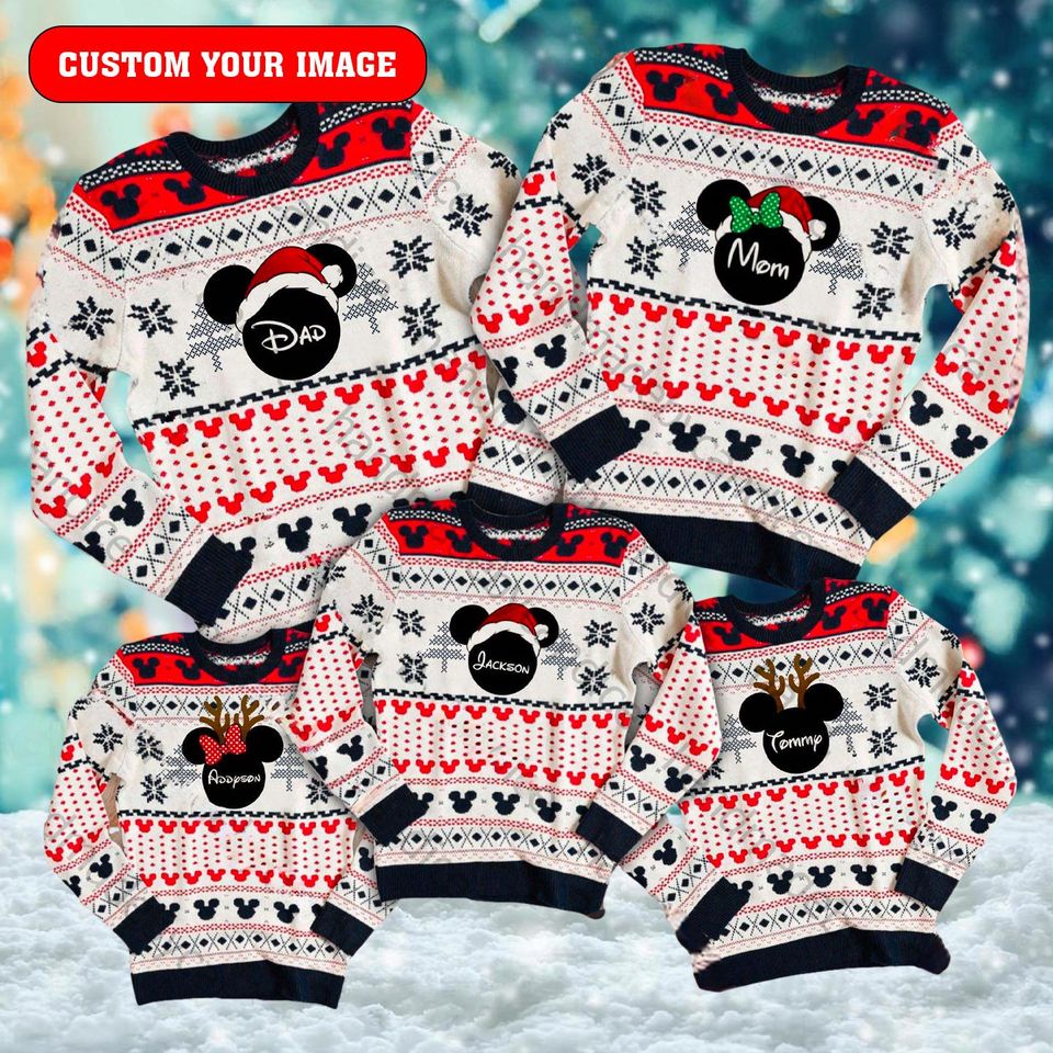 Mouse Santa Hat Family Matching Sweatshirt Ugly Xmas Sweatshirt, Christmas