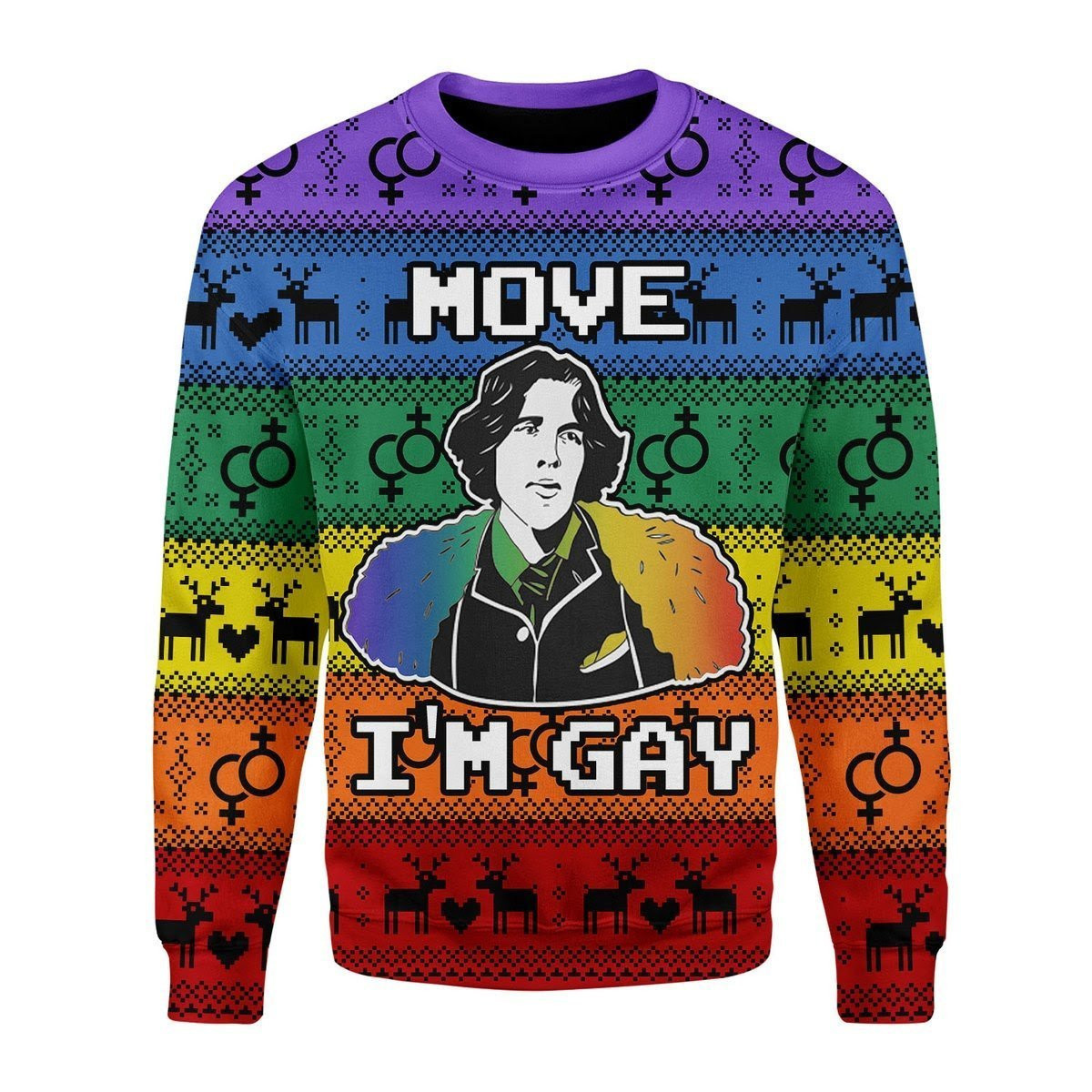 Move Im Gay Ugly Christmas Sweater Adult 3D Funny Matching for family