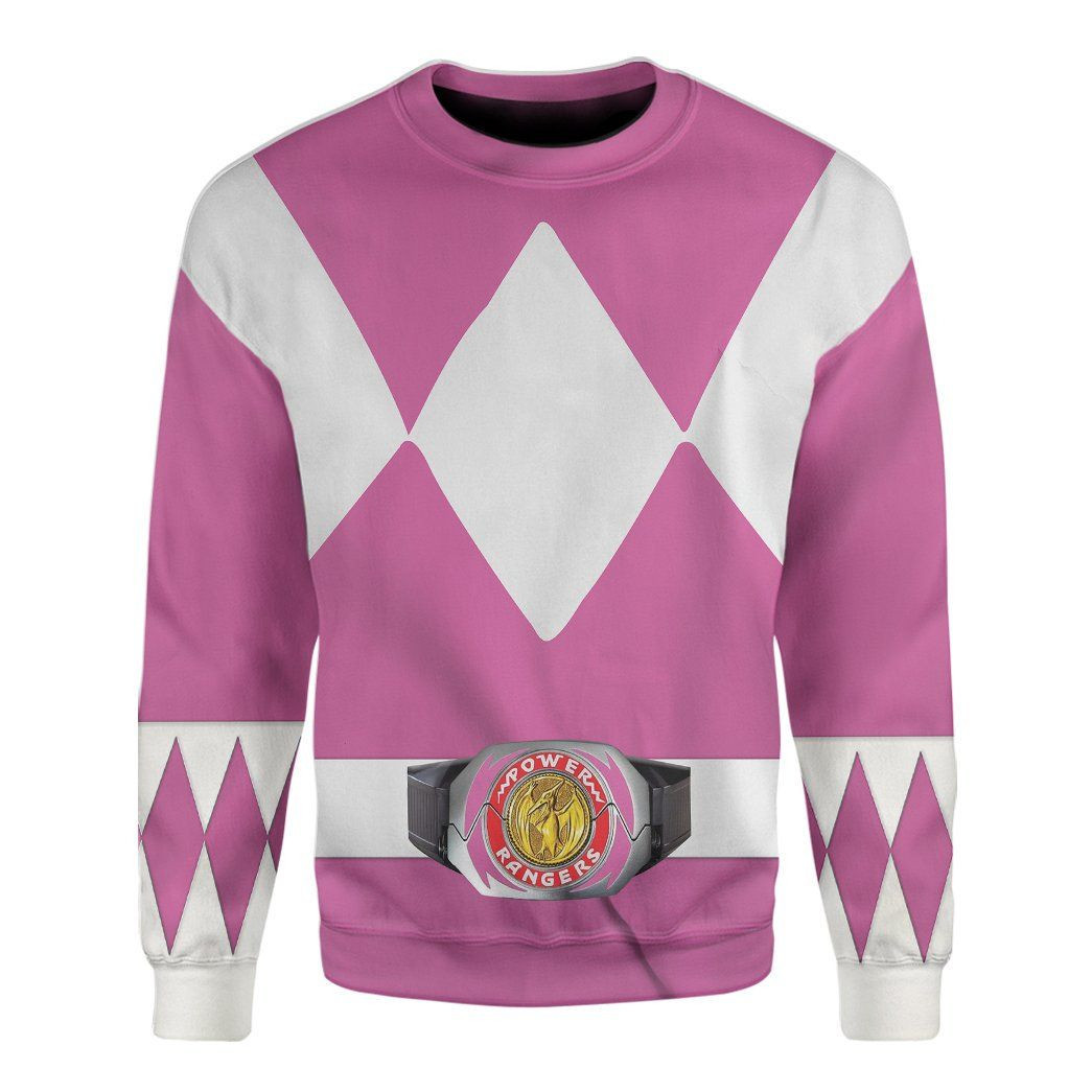 Movie Mighty Morphin Pink Power Rangers Ugly Christmas Sweater Adult 3D Funny Matching for family