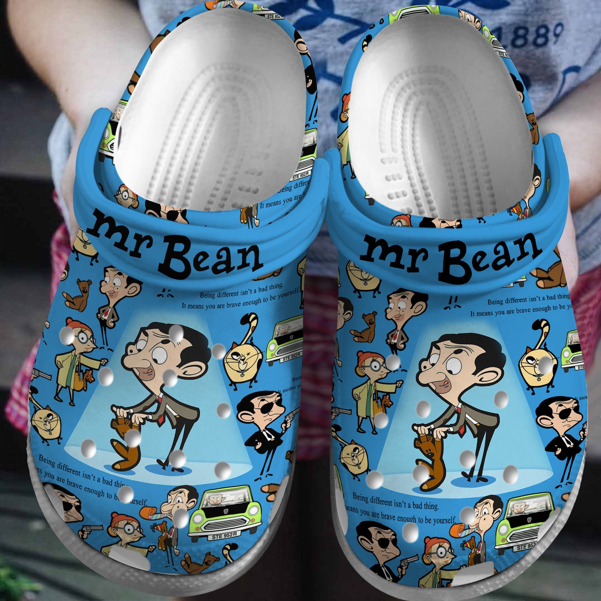 Mr Bean Cartoon Crocs Crocband Clogs Shoes Comfortable For Men Women and Kids