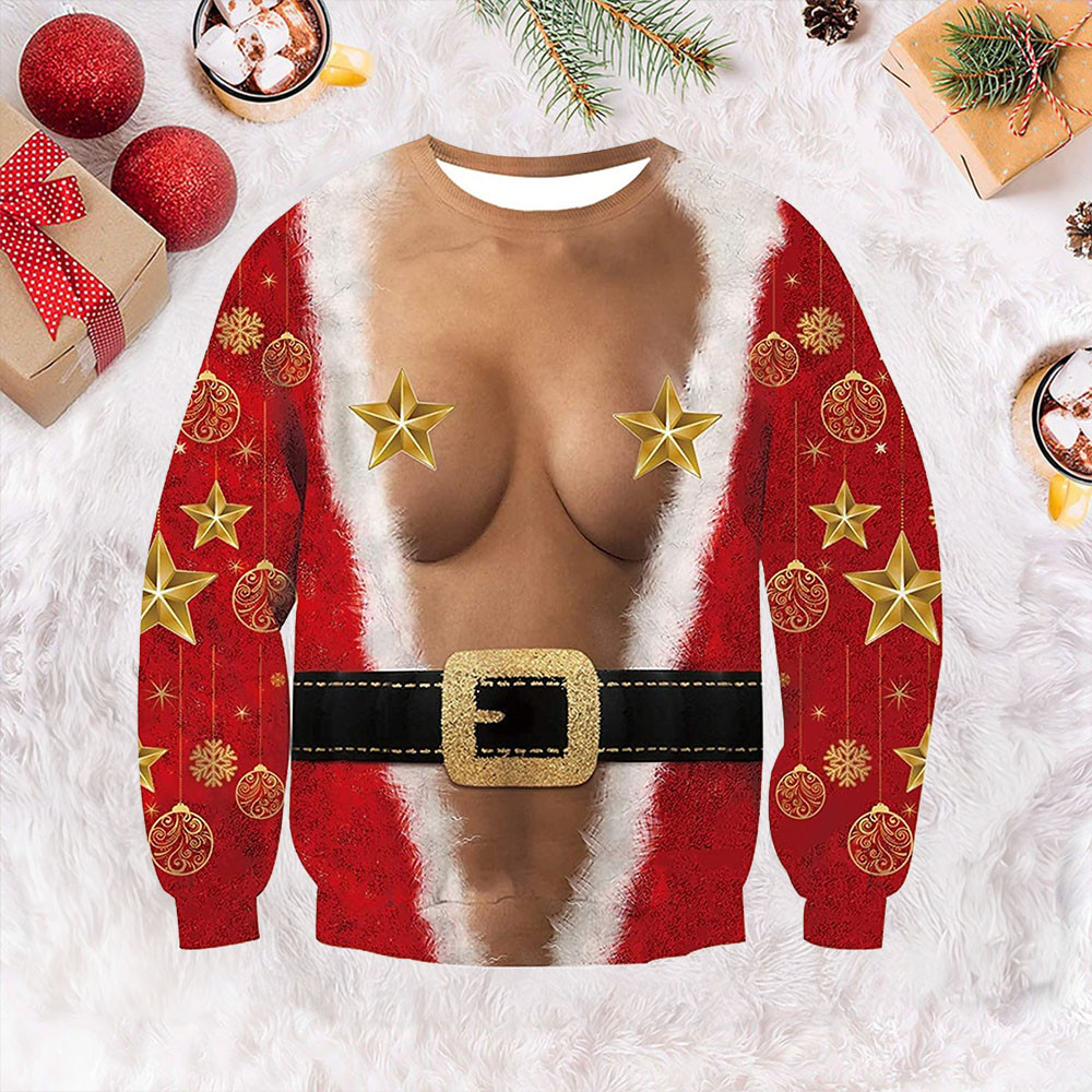 Mr Claus Boobs Ugly Christmas Sweater Cute Christmas Jumper Gifts For Sister