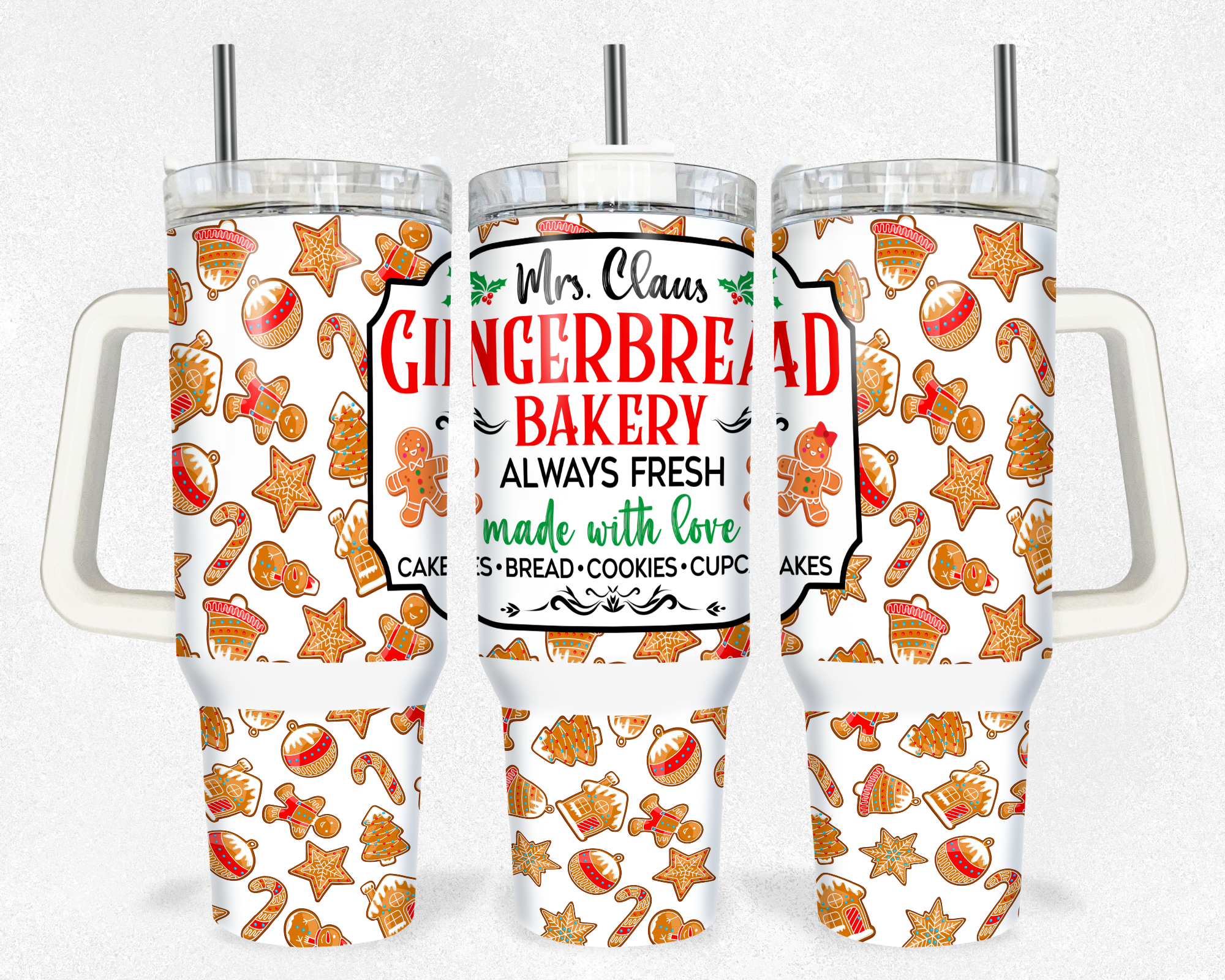 Mrs Claus Gingerbread Bakery Custom Stanley Cup 40 oz 30 oz Tumbler With HandleTVC2301174