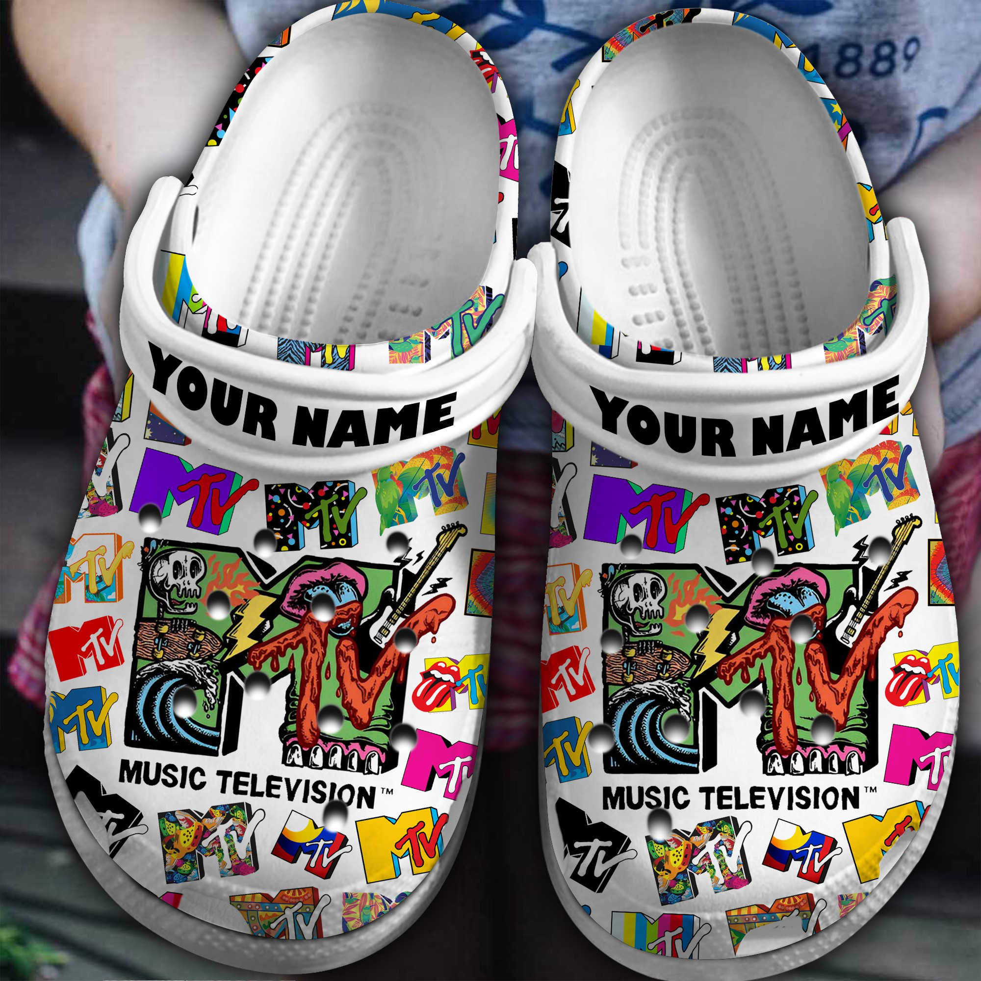 MTV Music Crocs Crocband Clogs Shoes Comfortable For Men Women and Kids