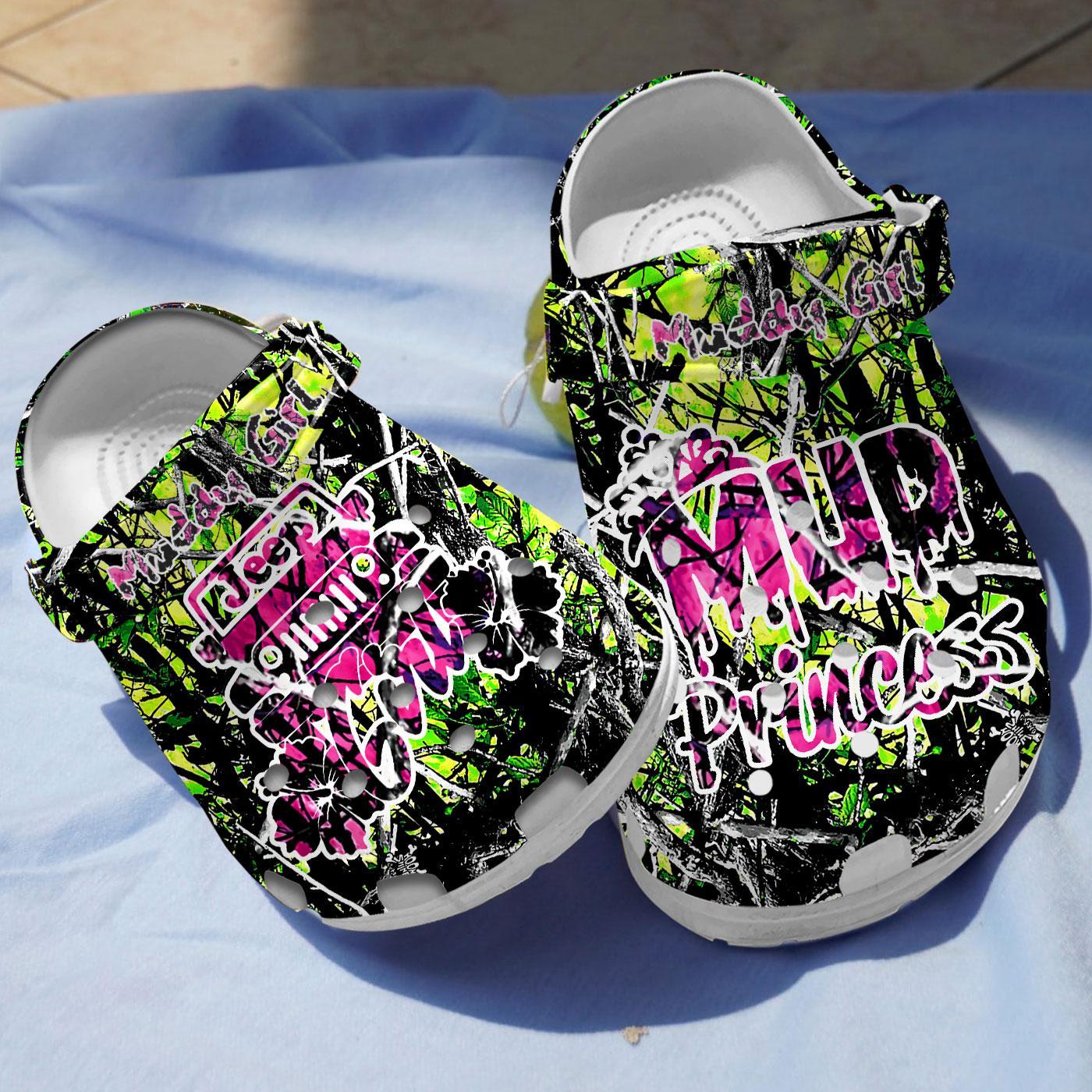 Muddy Girl Princess Crocs Crocband Clogs Shoes Comfortable For Men Women and Kids