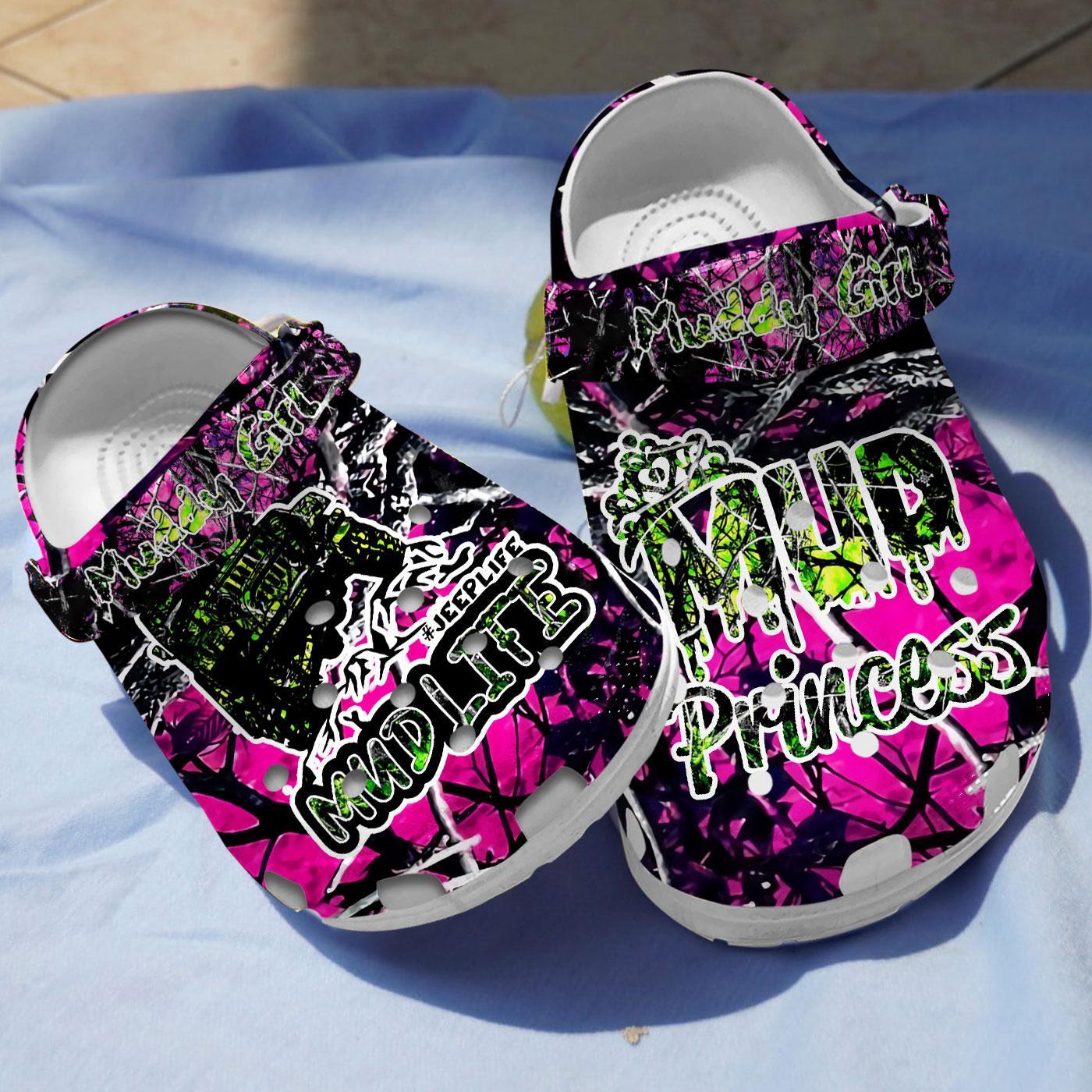 Muddy Girl Princess Crocs Crocband Clogs Shoes Comfortable For Men Women and Kids