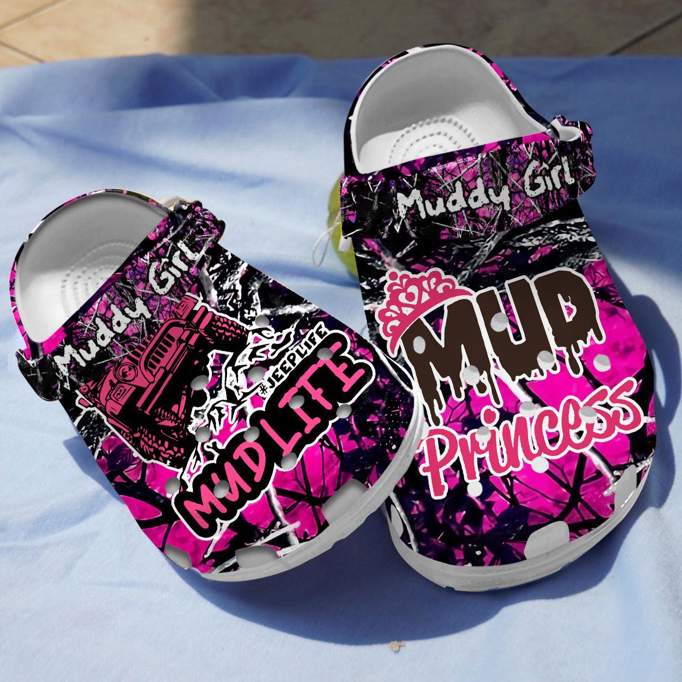 Muddy Girl Princess Crocs Crocband Clogs Shoes Comfortable For Men Women and Kids