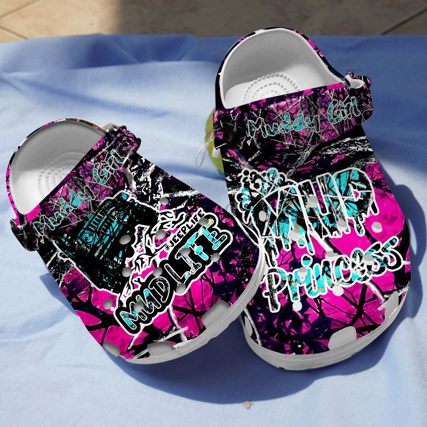 Muddy Girl Princess Crocs Crocband Clogs Shoes Comfortable For Men Women and Kids