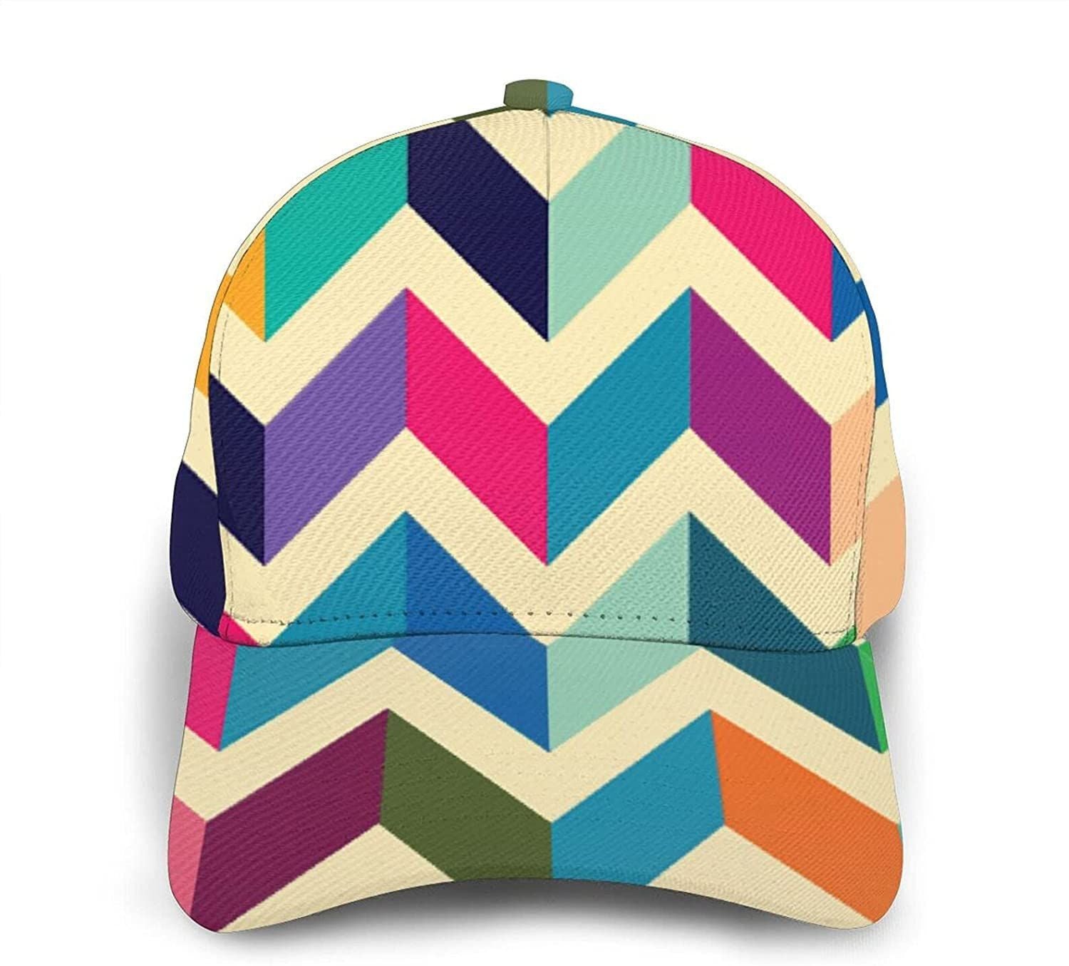 Multicoloured Zig Zag Print Casual Baseball 3D Cap Adjustable Twill Sports Dad Hats for Unisex Trucker Hats Custom Hats Gifts For Men & Women