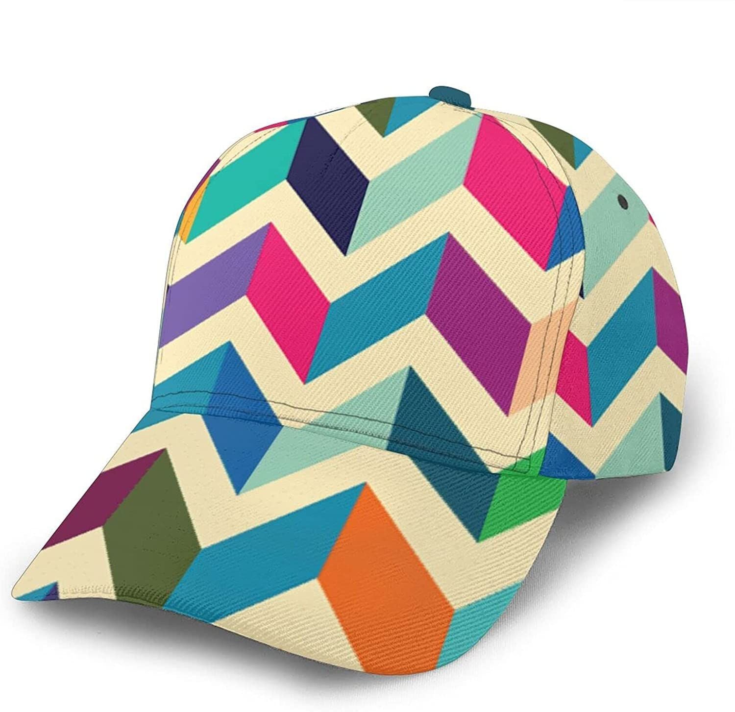Multicoloured Zig Zag Print Casual Baseball 3D Cap Adjustable Twill Sports Dad Hats for Unisex Trucker Hats Custom Hats Gifts For Men & Women