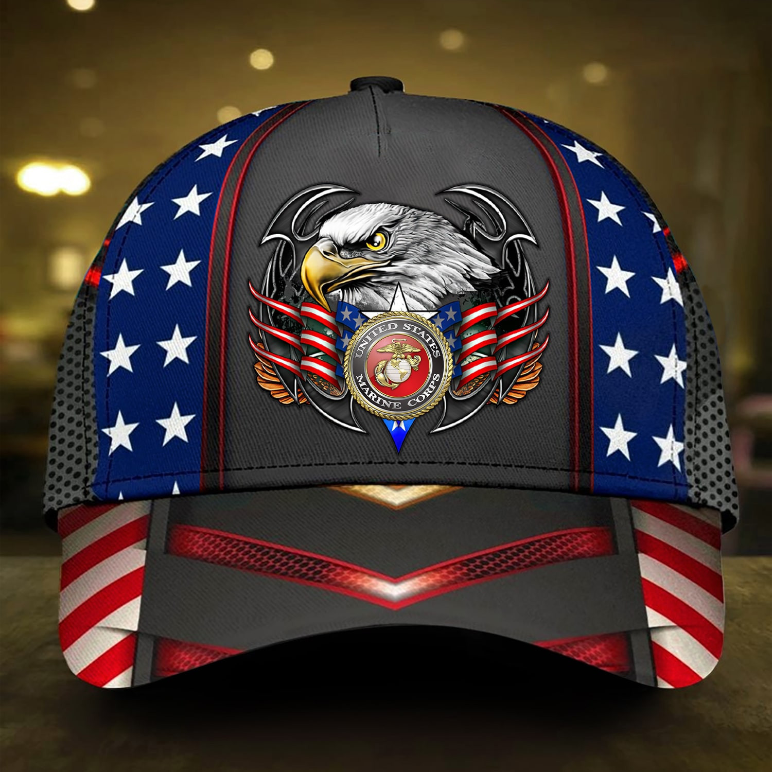 Multiple Services U.S Veteran 3D Cap Eagle USA Flag Cap Trucker Hats Custom Hats Gifts For Men & Women