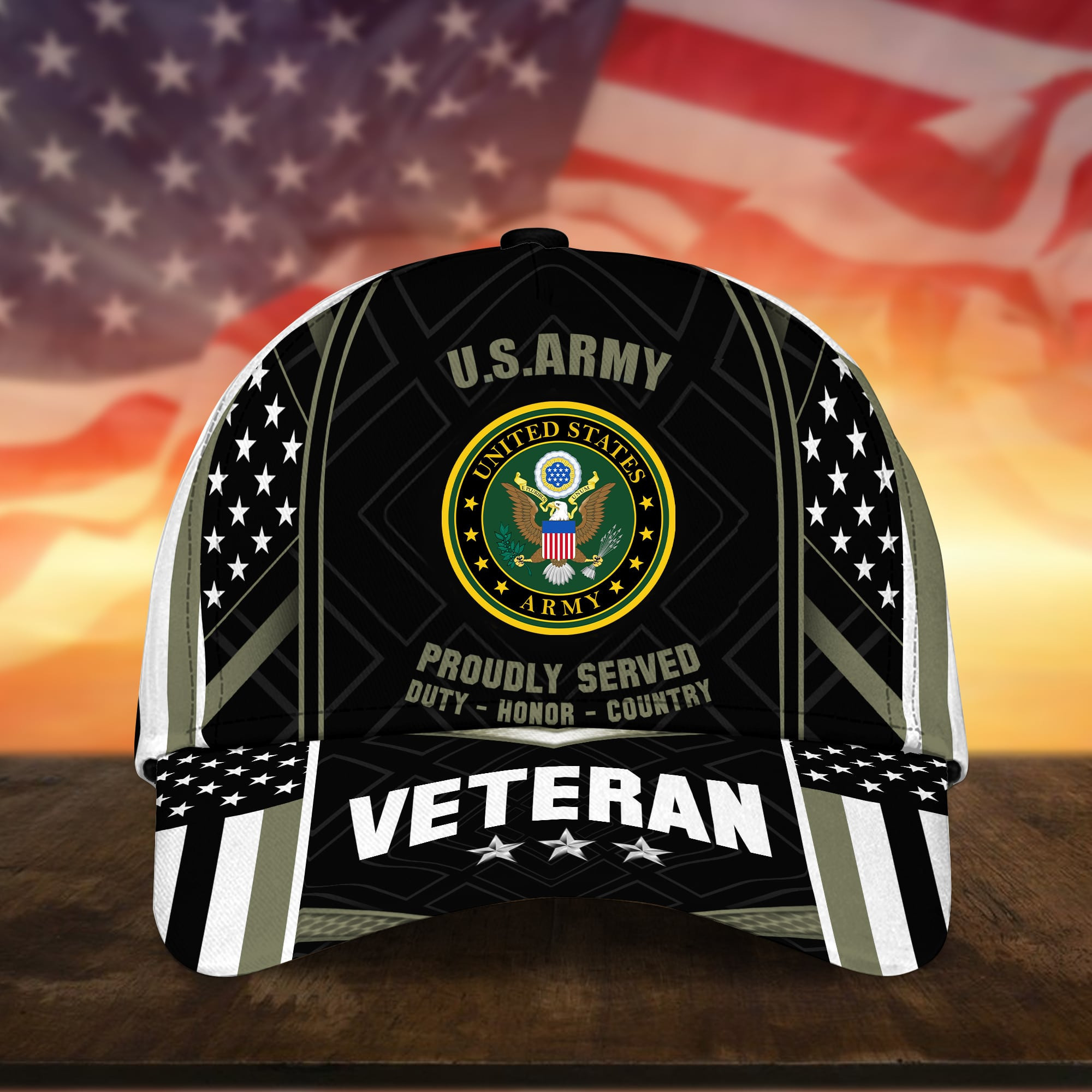Multiservice U.S Veteran 3D Cap USA Flag Cap Trucker Hats Custom Hats Gifts For Men & Women