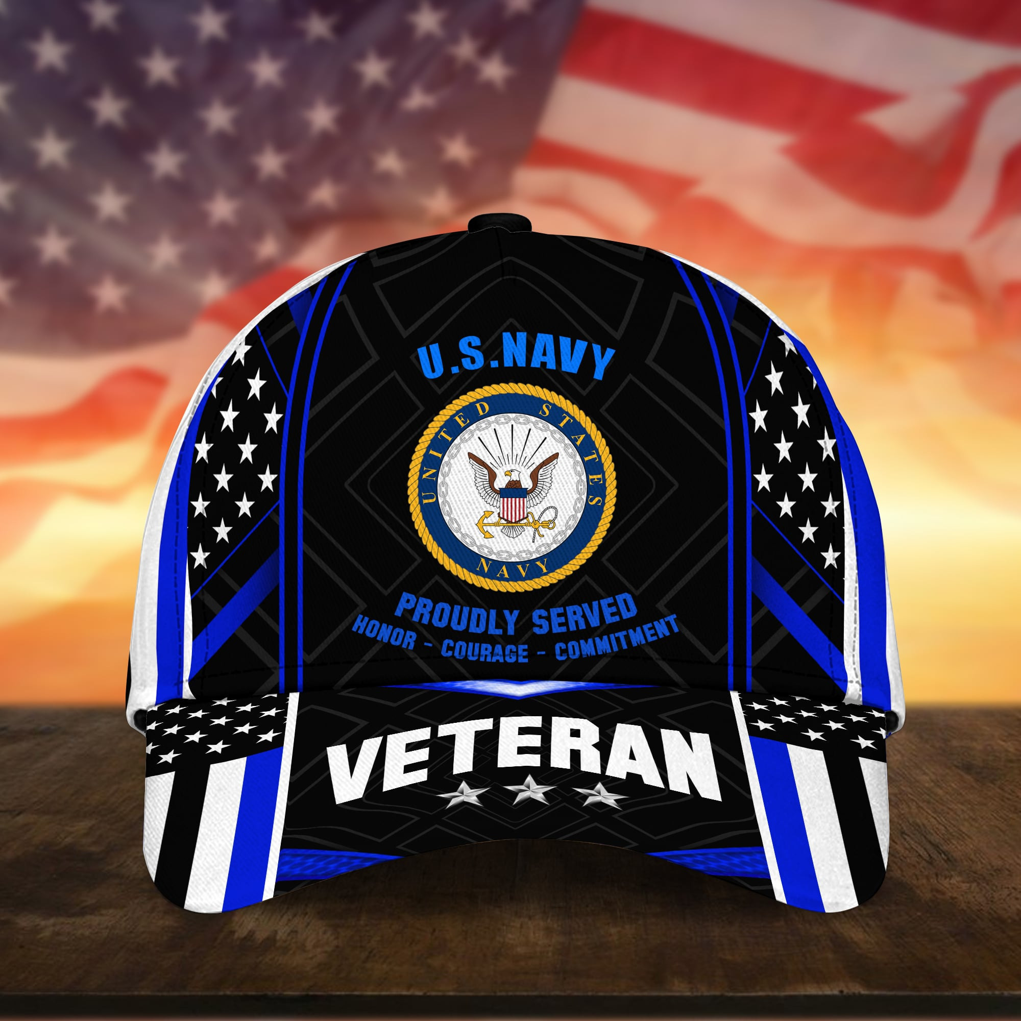 Multiservice U.S Veteran 3D Cap USA Flag Cap Trucker Hats Custom Hats Gifts For Men & Women