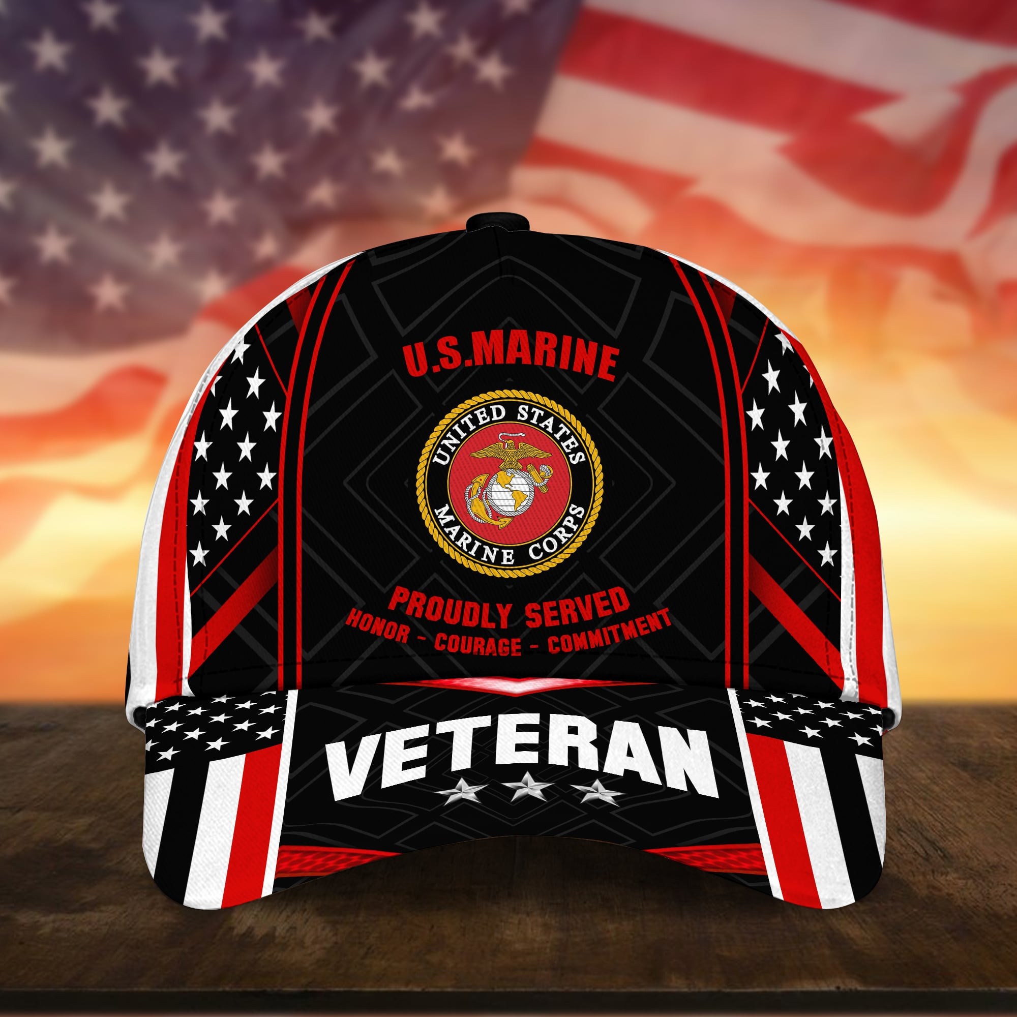Multiservice U.S Veteran 3D Cap USA Flag Cap Trucker Hats Custom Hats Gifts For Men & Women