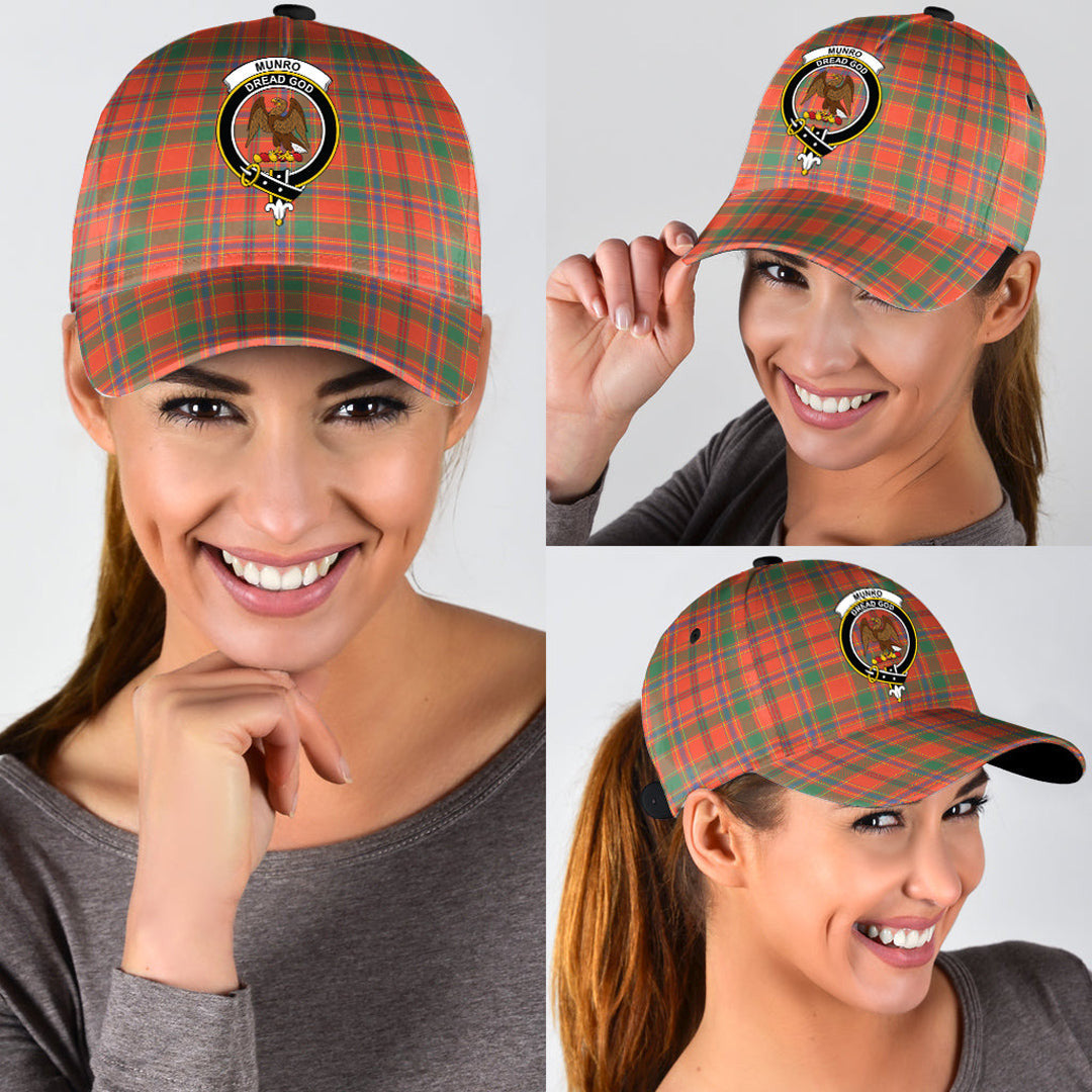 Munro Ancient Tartan Baseball Cap, Tartan Plaid Cap with Family Crest K23 Trucker Hats Custom Hats Gifts For Men & Women
