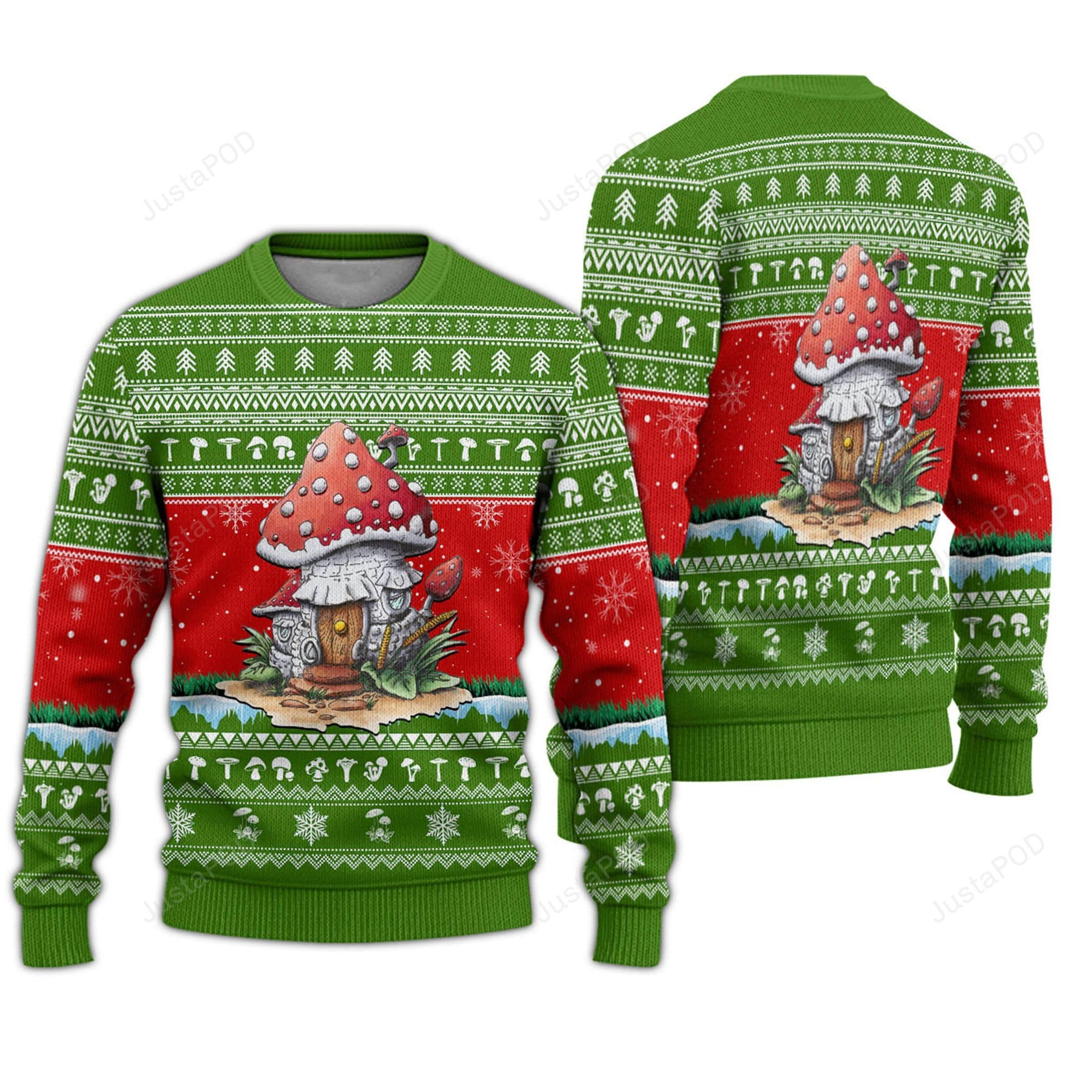 Mushroom Ugly Christmas Sweater Adult 3D Funny Matching for family