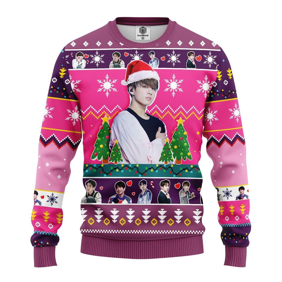 Music Band Merry Xmas Gifts, Jungkook Santa All-Over Print Thicken Sweater 254
