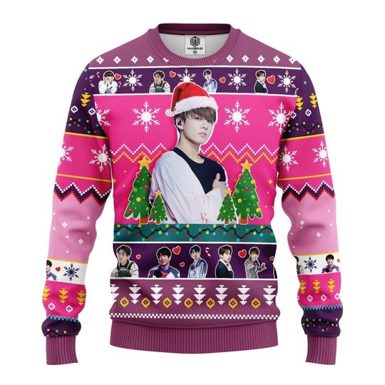 Music Band Merry Xmas Gifts, Jungkook Santa All-Over Print Thicken Sweater 254 - Image 2