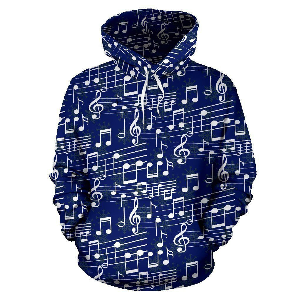 Music Note Blue Themed Print 3D All Over Print Hoodie, Zip Hoodie