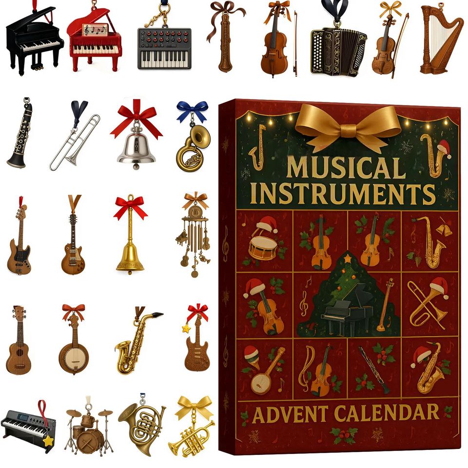 Musical instruments Nature Advent Calendar 2025, 24 Day Musical Figurines : Vintage Christmas Ornament Countdown - Image 2