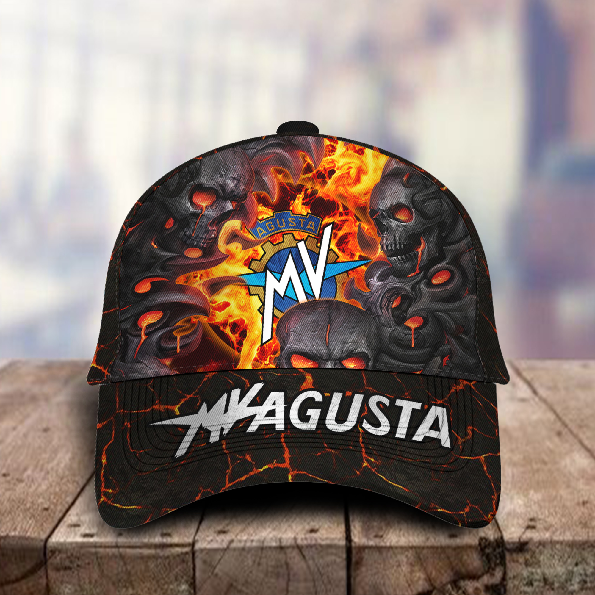 MV Agusta 3D Classic Cap Skull Fire Car Motor Brand Hats Trucker Hats Custom Hats Gifts For Men & Women