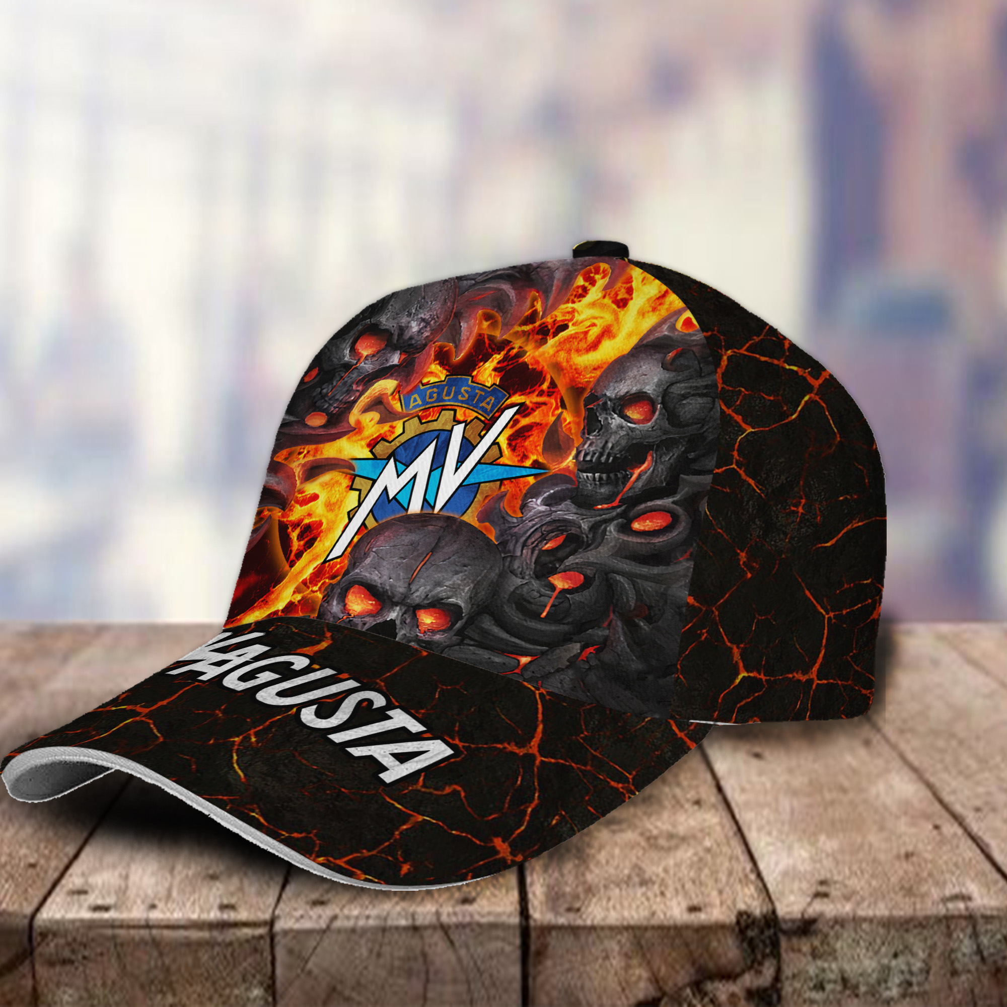 MV Agusta 3D Classic Cap Skull Fire Car Motor Brand Hats Trucker Hats Custom Hats Gifts For Men & Women