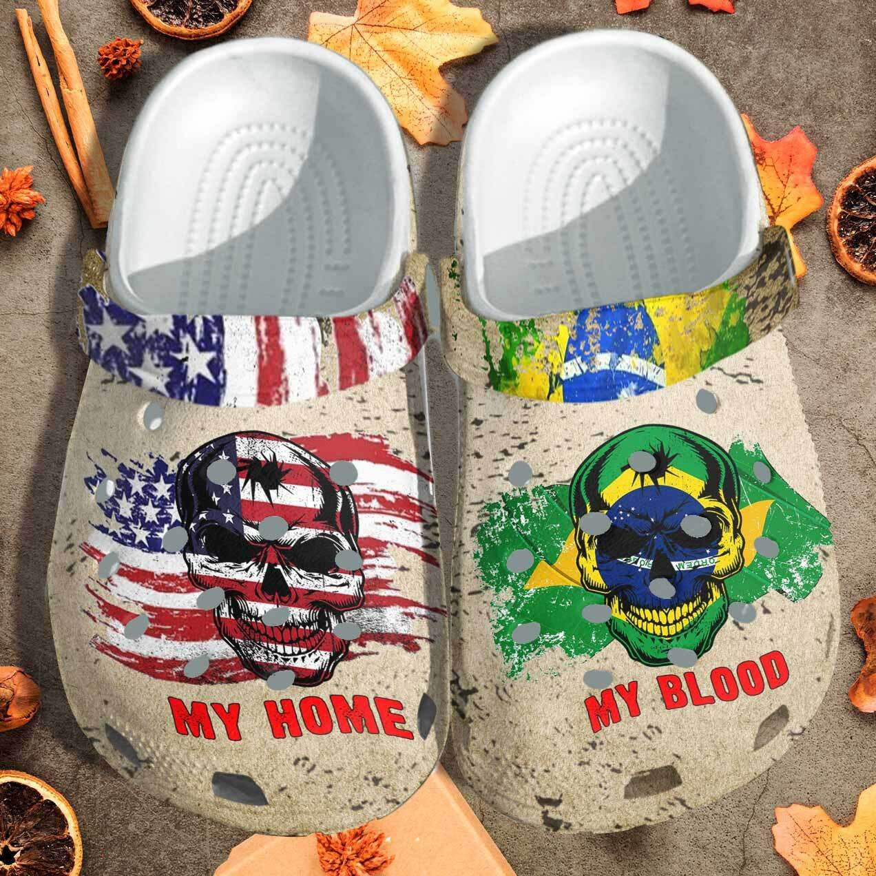 My Blood Brazil My Home Usa Flag Shoes Clogs Gift