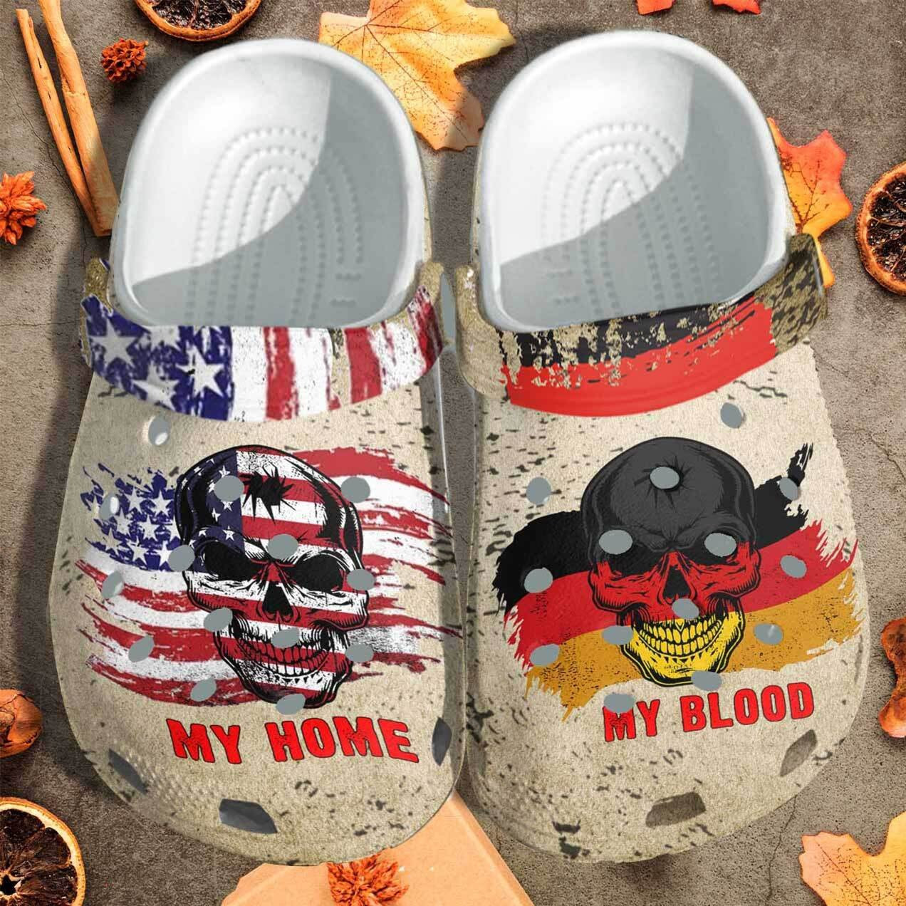 My Blood Germany My Home Usa Flag Custom Shoes Clogs Gift