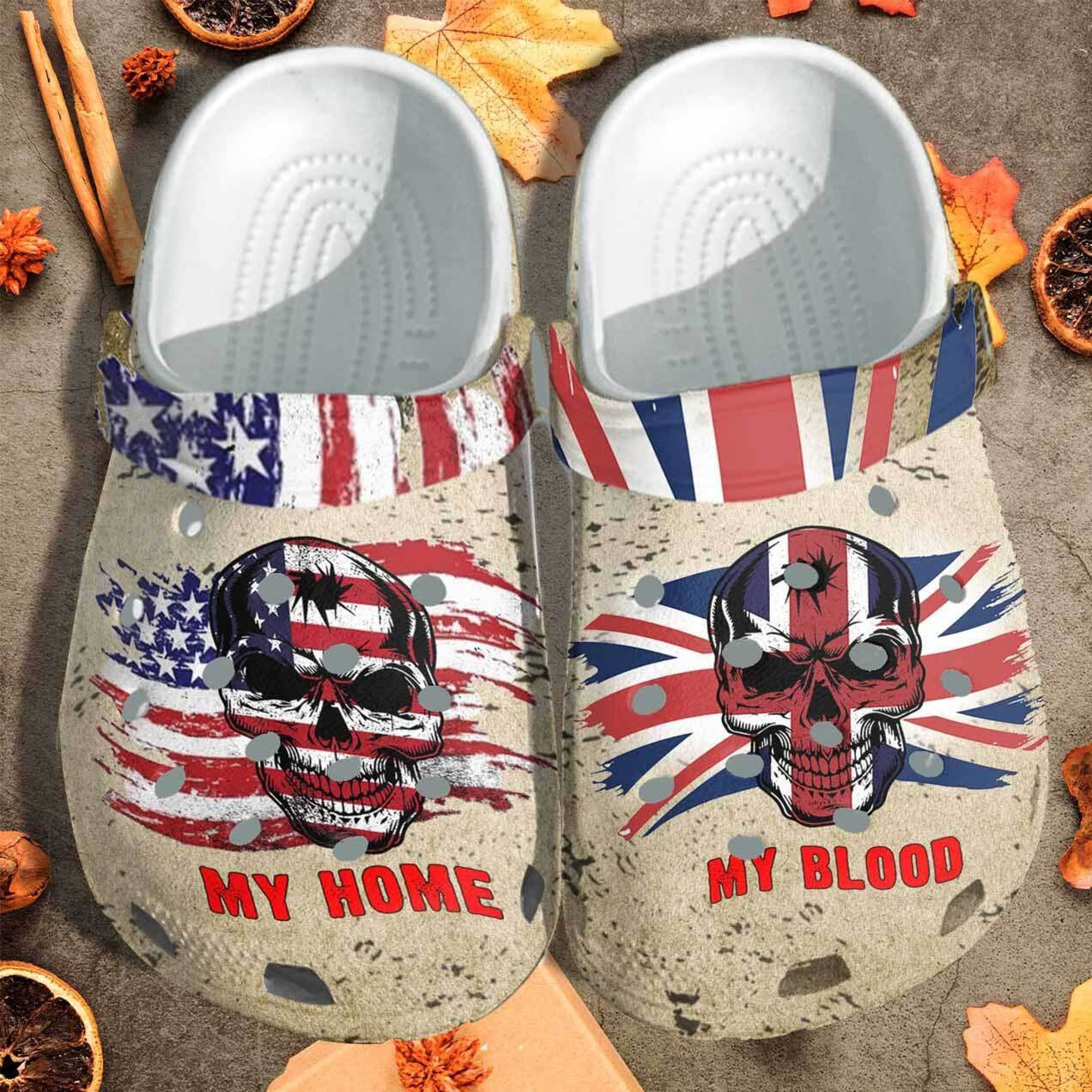 My Blood Uk My Home Usa Flag Custom Shoes Clogs Shoes Clogs Gift