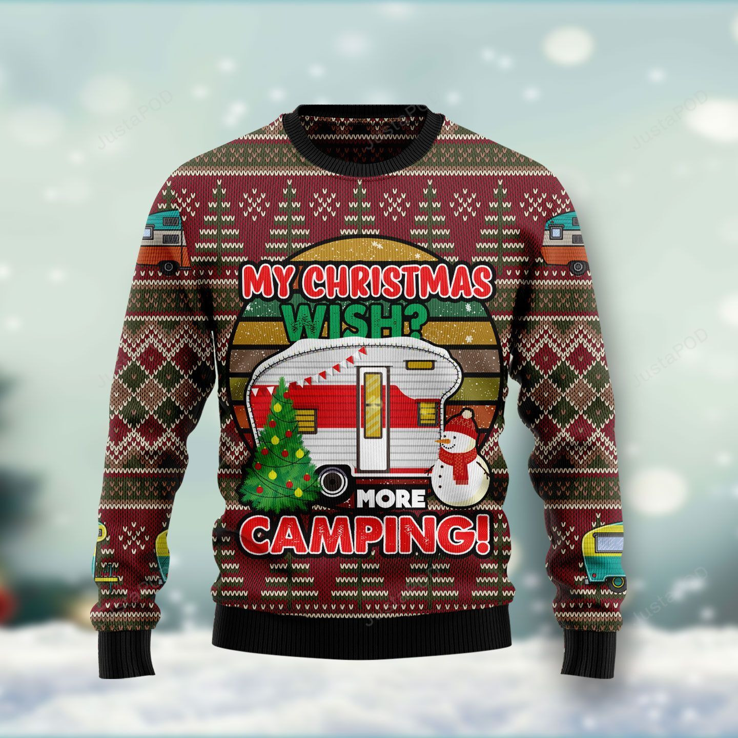 My Christmas Wish More Camping Christmas Ugly Christmas Sweater Adult 3D Funny Matching for family