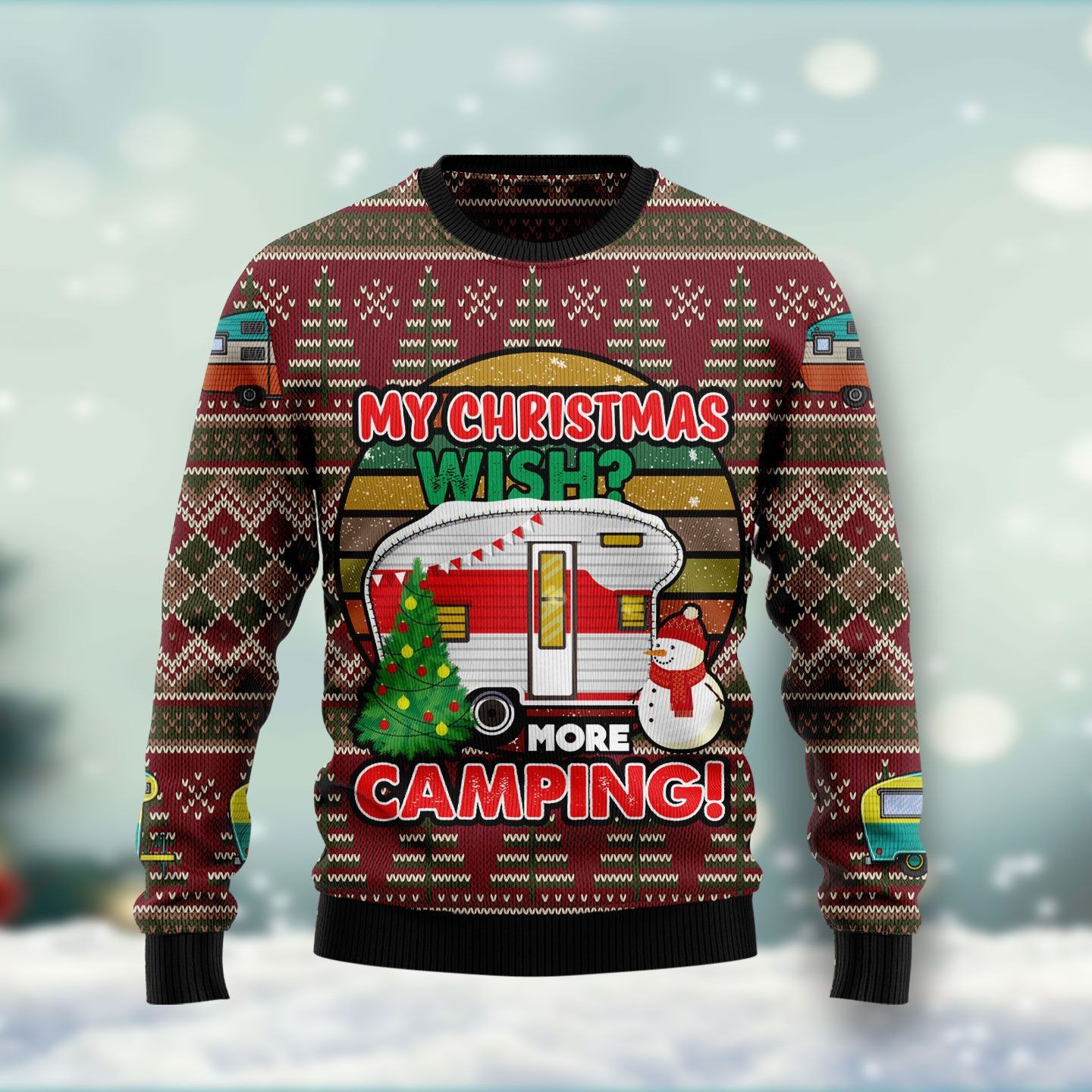 My Christmas Wish More Camping Ugly Christmas Sweater Adult 3D Funny Matching for family