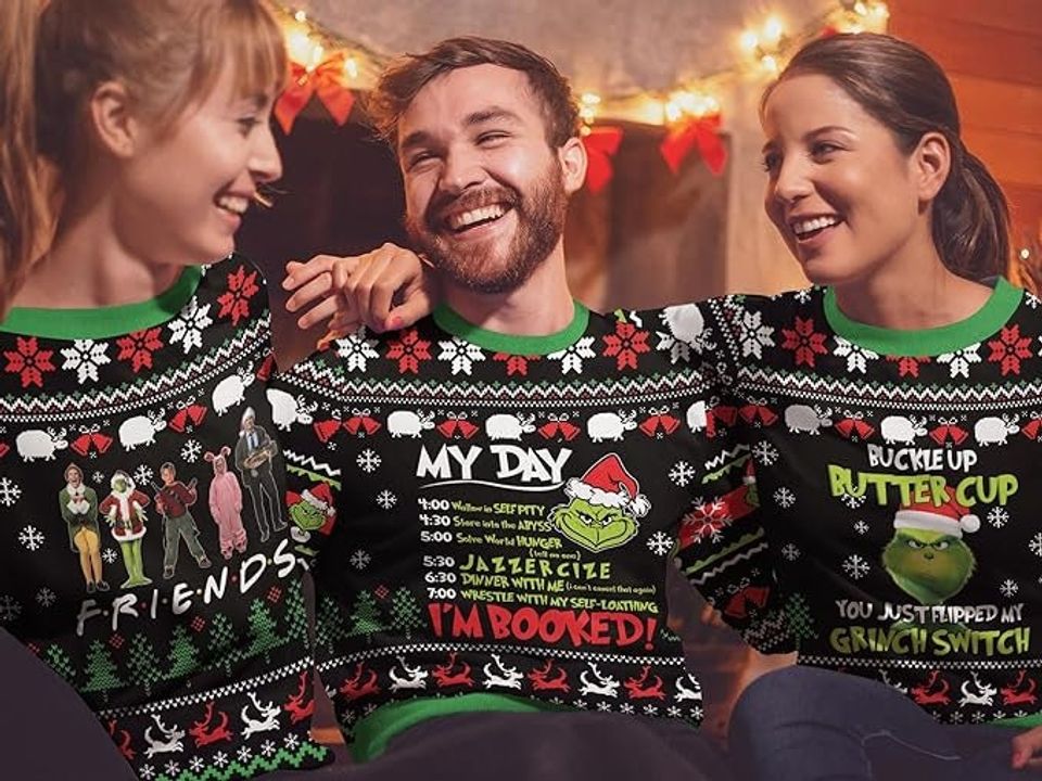 My Day I'm Booked Grin Ugly Christmas Sweater, Xmas Lover Ugly Sweatshirt - Image 6