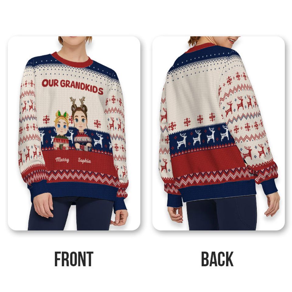 My Dear Grandchildren Loves You All - Personalized Customized Ugly Sweater - Christmas Gift For Grandma Grandpa Grandkids - Image 3