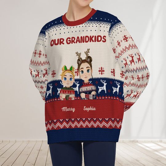 My Dear Grandchildren Loves You All - Personalized Customized Ugly Sweater - Christmas Gift For Grandma Grandpa Grandkids - Image 5