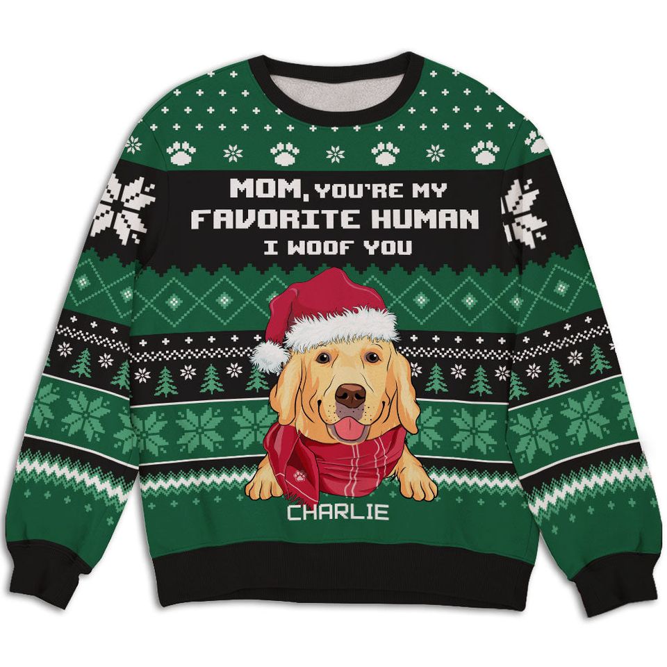 My Favorite Human Christmas Dog Custom Personalized Pet Owner Jumper Ugly Sweatshirt
