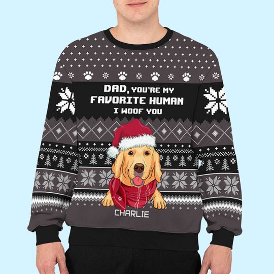 My Favorite Human Christmas Dog Custom Personalized Pet Owner Jumper Ugly Sweatshirt - Image 6