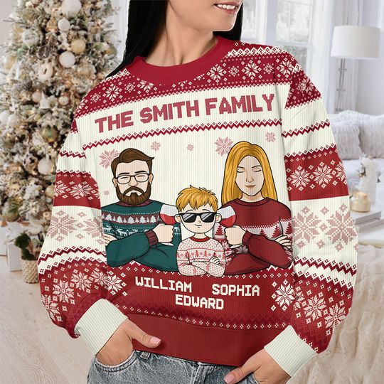 My Favorite Part Of Christmas Is Family - Family Personalized Custom Ugly Sweatshirt - Image 7