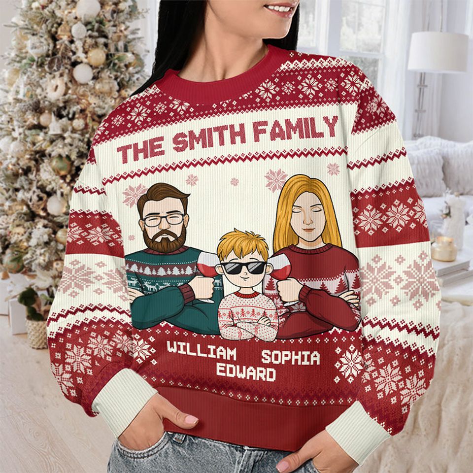My Favorite Part Of Christmas Is Family - Family Personalized Custom Ugly Sweatshirt - Image 3