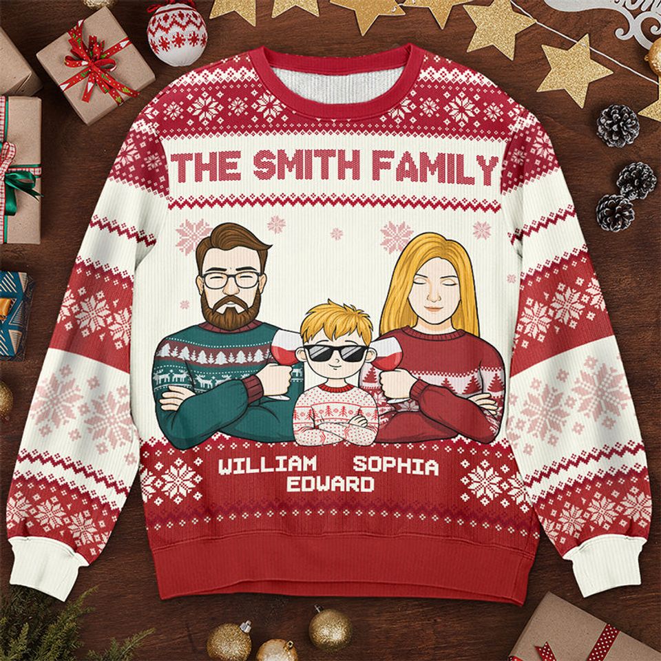 My Favorite Part Of Christmas Is Family - Family Personalized Custom Ugly Sweatshirt