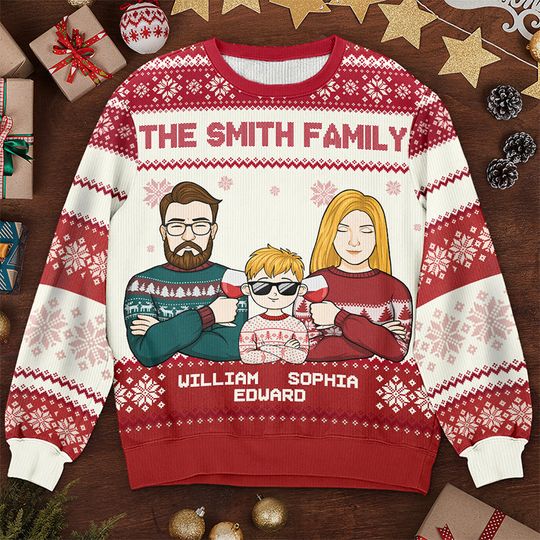 My Favorite Part Of Christmas Is Family - Family Personalized Custom Ugly Sweatshirt - Image 5